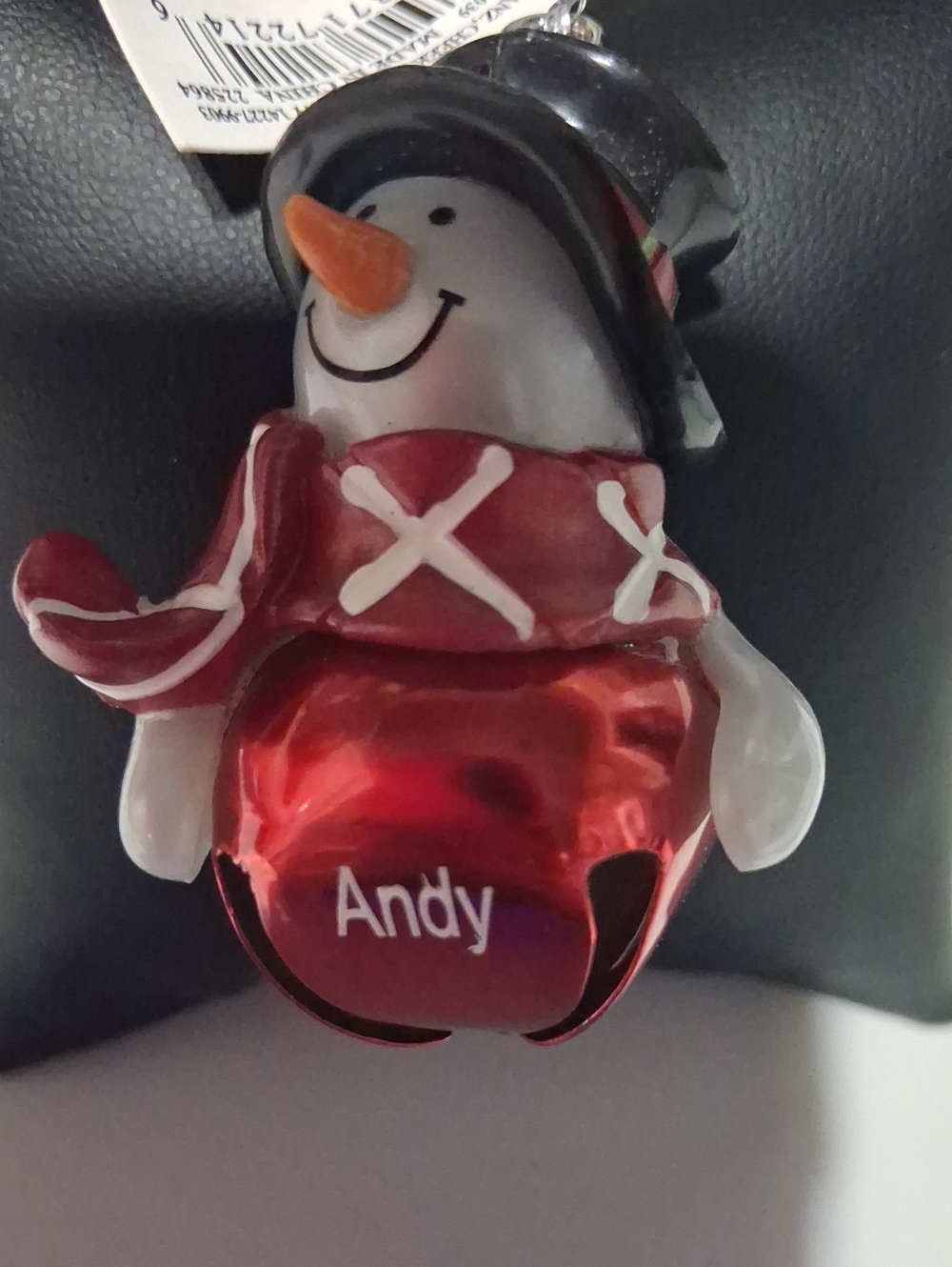GANZ Red and White Snowman Jingle Bell Ornament